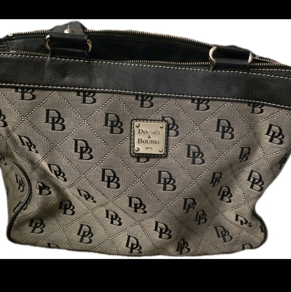 Dooney & Bourke 1975 Signature Satchel Shoulder Bag Designer Black/Gray DB134V - Picture 2 of 16